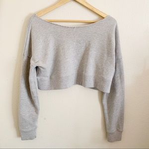 Cropped Gray Pullover Sweater Longsleeve